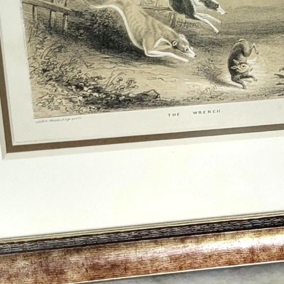 (2) 1880's Silver Guilt Equestrian Etchings Double Matting Etchings in Frames - Picture 5 of 15